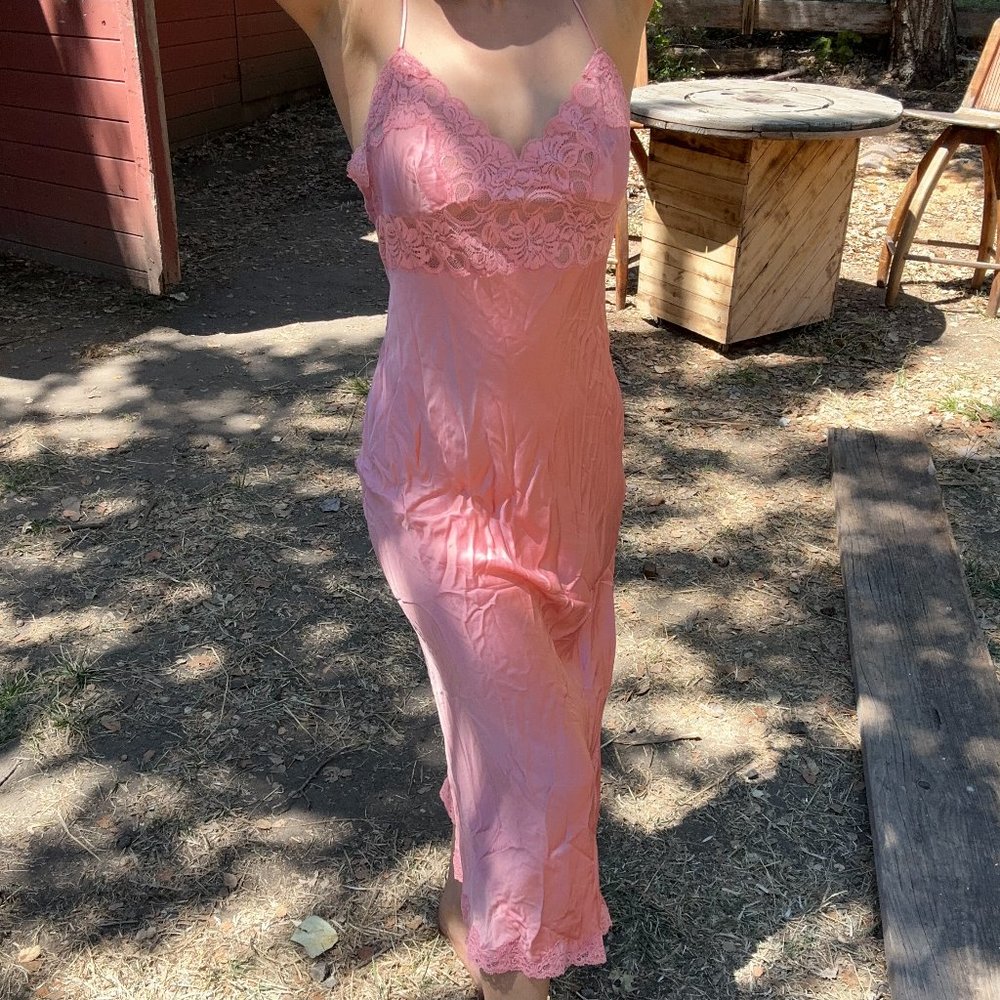 Vintage Peachy Pink Silk Slip dress | Size Small/ Medium
